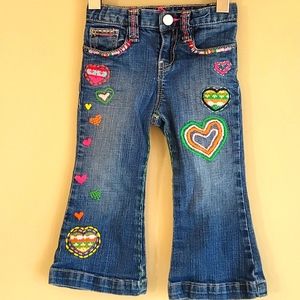 Super cute Gap denim flare girl's embroidered jeans